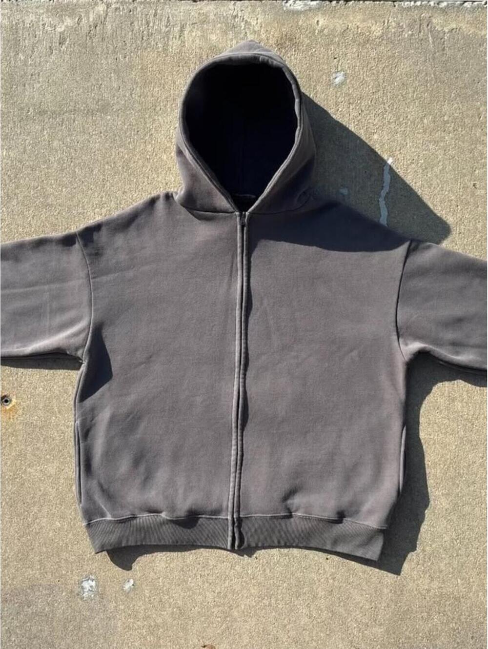 Authentic Yeezy Season 6 Zip Hoodie Grey Boxy Kanye West